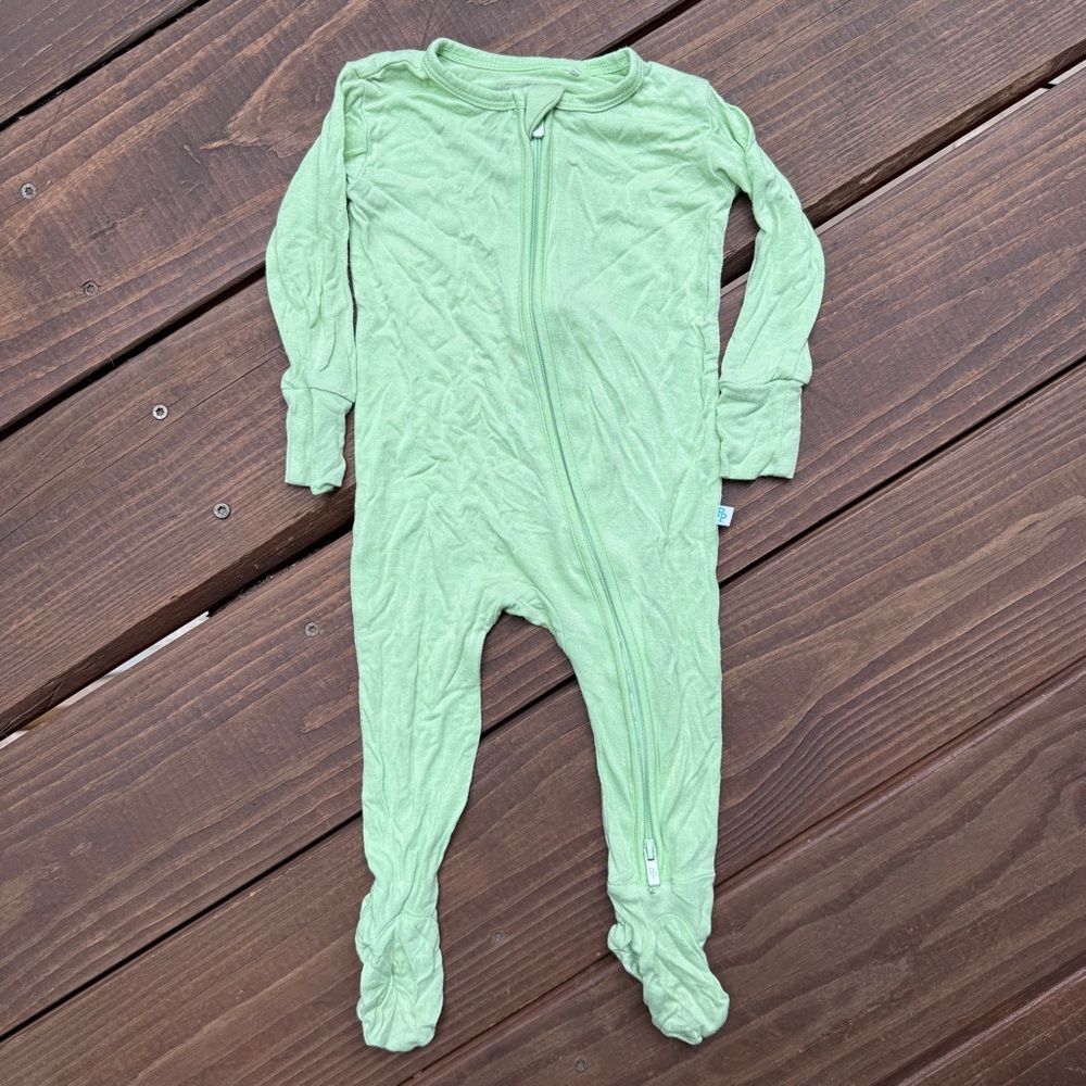Posh Peanut - Lime Green Zippered Footie
